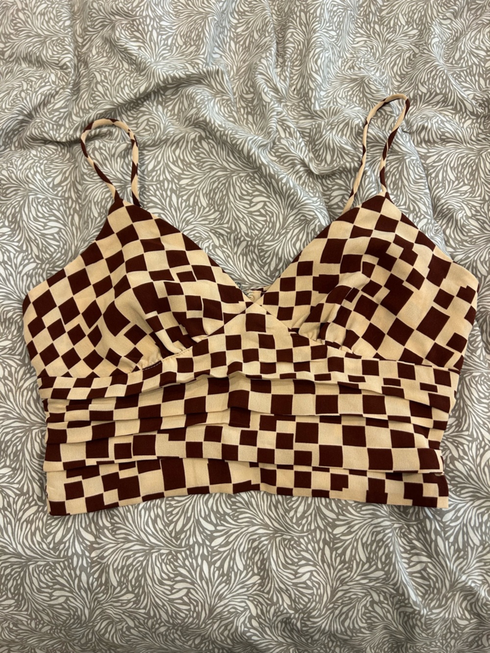 Checkered Brown & Cream Top